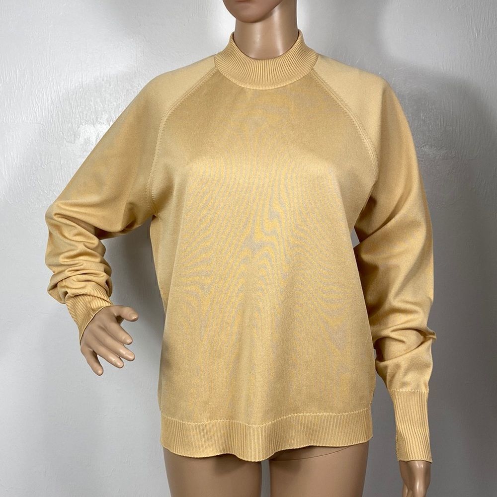 St Michael Vintage Gold Color Crimplene Turtleneck Jumper